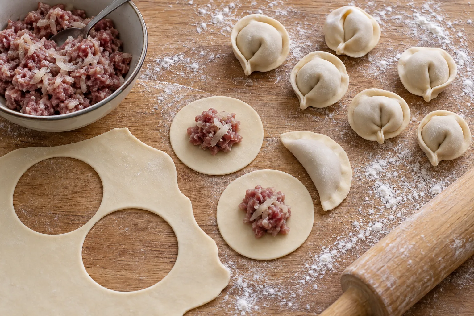 Seal the half-moon first, then join its corners without trapping filling in the seam.