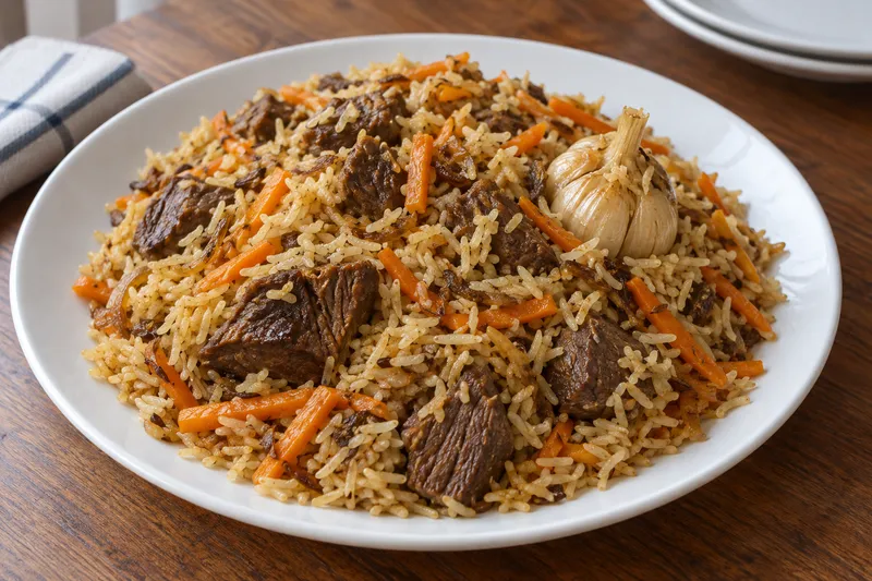 Beef plov - serving suggestion.